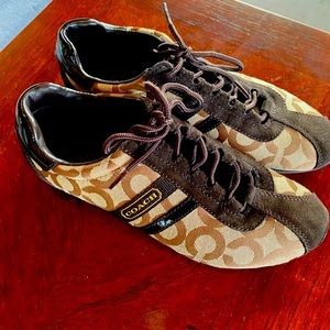 COACH - Kathleen Signature Brown/Gold Canvas/ Leather tennis shoes.